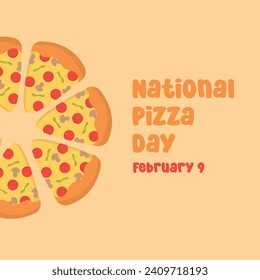 Perfect for celebrating National Pizza Day, is this vector illustration commemorating the holiday.