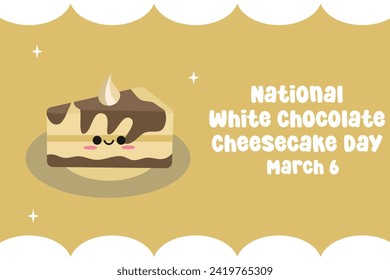 Perfect for celebrating National White Chocolate Cheesecake Day Month, this vector graphic honors the holiday.