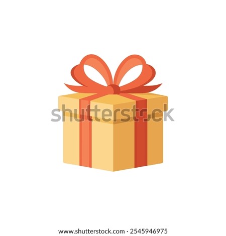 Perfect Champagne Color Gift Box for Special Celebrations. Vector Illustration on White Background