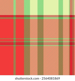 Perfect check seamless textile, no people plaid tartan texture. Open pattern fabric vector background in red and light colors palette.