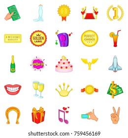 Perfect choice icons set. Cartoon set of 25 perfect choice vector icons for web isolated on white background