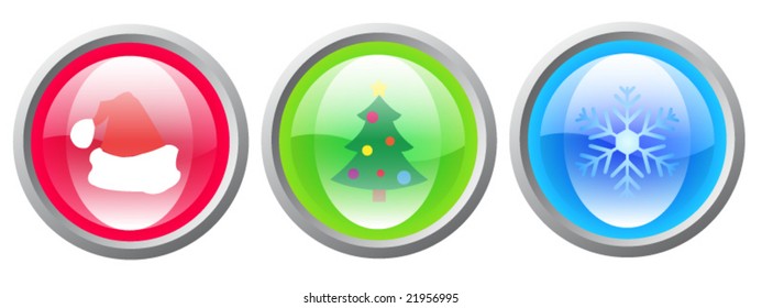 Perfect Christmas glossy buttons with various symbols