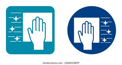 Perfect cleaning properties of microfiber napkin. Hand of houseworker wipes the surface. Agent that cleaning from dust to shine. Housekeeping service concept. Vector illustration