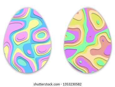 Perfect colorful easter eggs isolated on a white background. Paper cut illustration