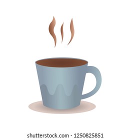 Perfect cup of coffee with steam. Vector illustration