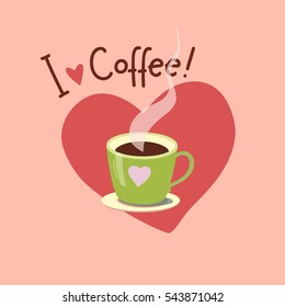 Perfect   cup of coffee with steam. Vector illustration.