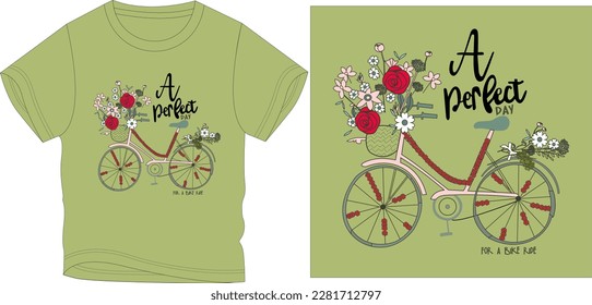 a perfect day cycle with flowers graphic design vector