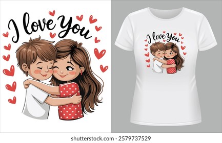 Perfect Valentine’s Day Gift T-Shirt with I Love You Quote