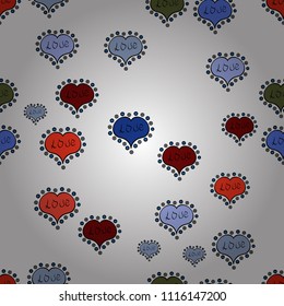 Perfect design element for wallpaper, textile, wedding invitation. Vector. White, blue and black. Seamless pattern Beautiful seamless with hearts. Happy Valentine':s Day. Festive love background.