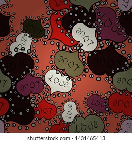 Perfect design element for wallpaper, textile, wedding invitation. Vector. Seamless pattern Beautiful handdrawn seamless with hearts. Happy Valentine':s Day. Festive love background. Gray, orange.