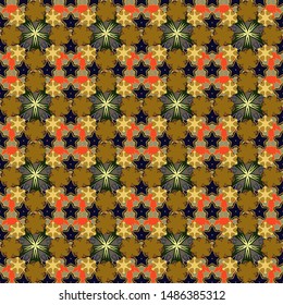 Perfect design in gray, brown and yellow colors for wrapping paper, repeating elements, vintage design, notebook cover. Seamless vector pattern with natural floral design in ditsy style.