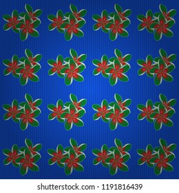Perfect design in green, red and blue colors for wrapping paper, repeating elements, vintage design, notebook cover. Seamless vector pattern with natural floral design in ditsy style.