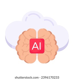 Un icono de diseño perfecto del cerebro de ai

