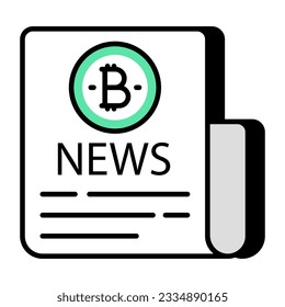 Icono de diseño perfecto del periódico bitcoin 