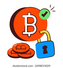 Perfektes Design Symbol der Bitcoin-Sicherheit