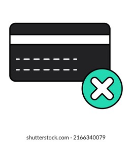 Perfect design icon of card not accepted