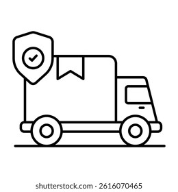 Perfect design icon of cargo van with shield, secure shipment