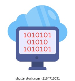 Icono de diseño perfecto de datos binarios en la nube