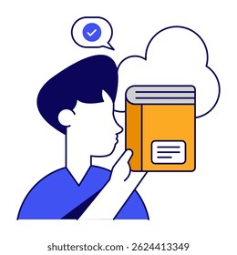 Un icono de diseño perfecto de libro en la nube