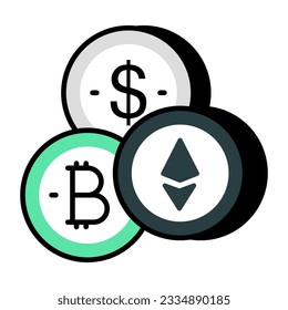 Perfect design icon of cryptocurrencies