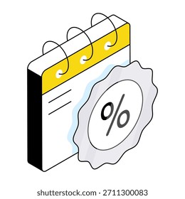 Ícone de design perfeito da agenda de descontos