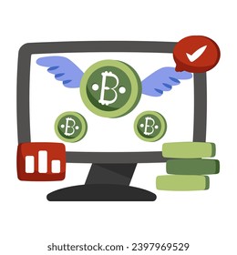 Icono de diseño perfecto de bitcoin volador  

