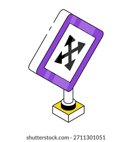 Icono de diseño perfecto de cuatro flechas de dirección

