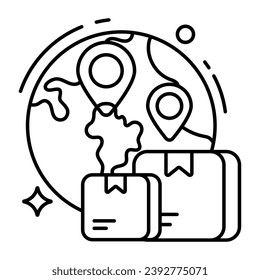 Icono de diseño perfecto de la ubicación de paquete global