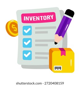 Icono de diseño perfecto de la lista de inventario