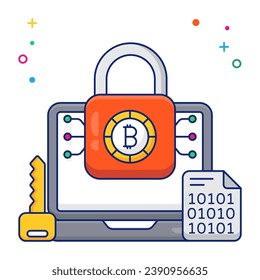 Perfect design icon of locked bitcoin 

