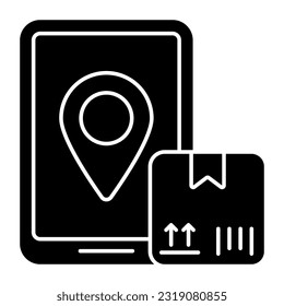 Icono de diseño perfecto de la ubicación del paquete móvil 