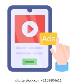 Icono de diseño perfecto del anuncio de vídeo móvil