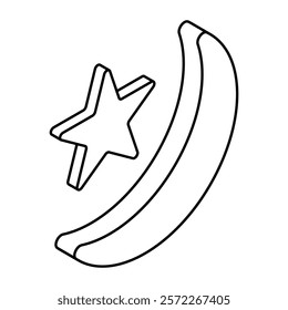 Perfect design icon of moon with star