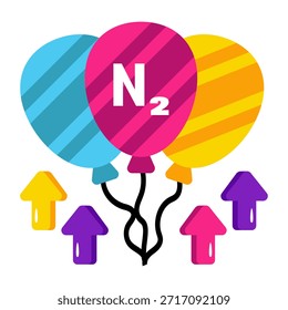 Icono de diseño perfecto de globos de nitrógeno 
