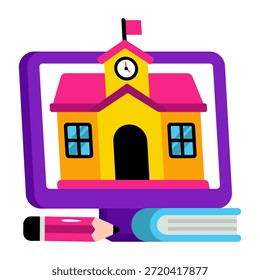 Un icono de diseño perfecto de la escuela en línea