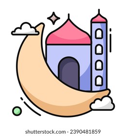 Perfect design icon of Ramadan moon