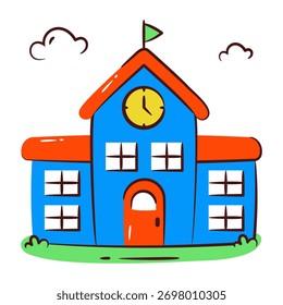 Um ícone de design perfeito do prédio da escola
