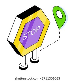 Icono de diseño perfecto de la ubicación del tablero de parada 

