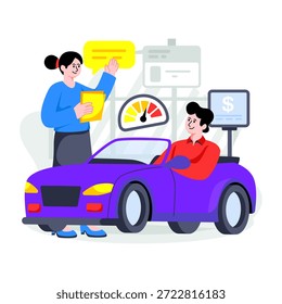 Ilustración de diseño perfecto del paseo de la prueba del coche