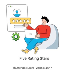 Ilustración de diseño perfecto de calificaciones cinco estrellas