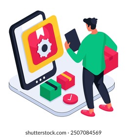 Perfect design illustration of mobile delivery management 

