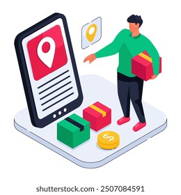 Perfect design illustration of mobile parcel location 

