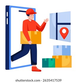 Perfect design illustration of mobile parcel tracking