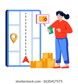 Perfect design illustration of mobile parcel location