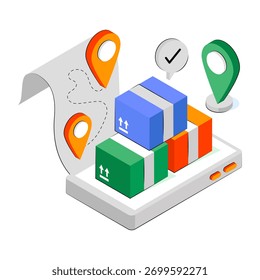 Perfect design illustration of mobile parcel location 