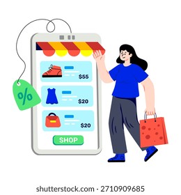 Ilustración de diseño perfecto de pensamiento para ir de compras