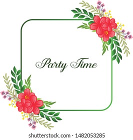 Perfect design for party time greeting card, with texture of floral frame elegant. Vector