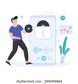 Un vector de diseño perfecto de la aplicación de música móvil