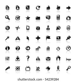 Perfect designer vector icons for computer interface. Main shape, highlights and reflection are in separate layers.