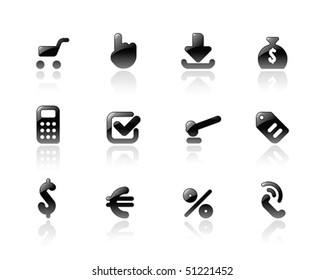 Perfect designer vector icons for online trade. Main shape, highlights and reflection are in separate layers.